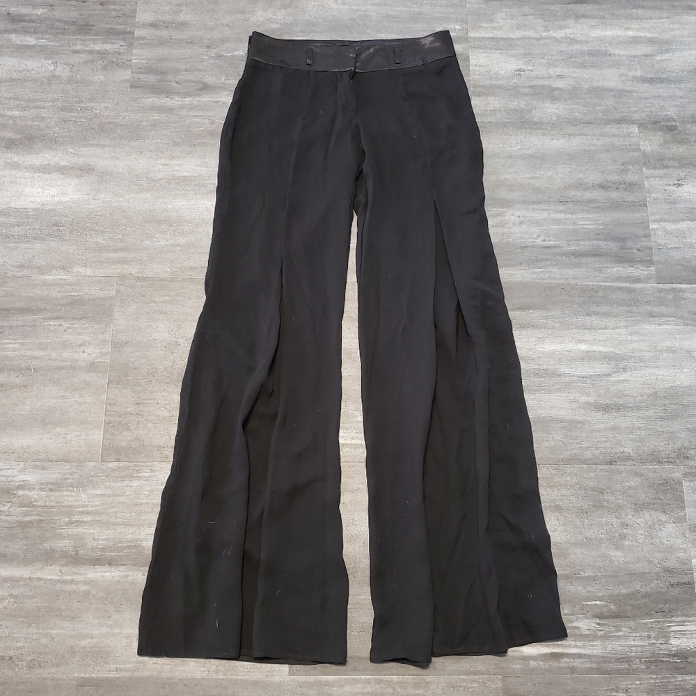 Black Silk & Sheer Dressy Wide Leg Pant
